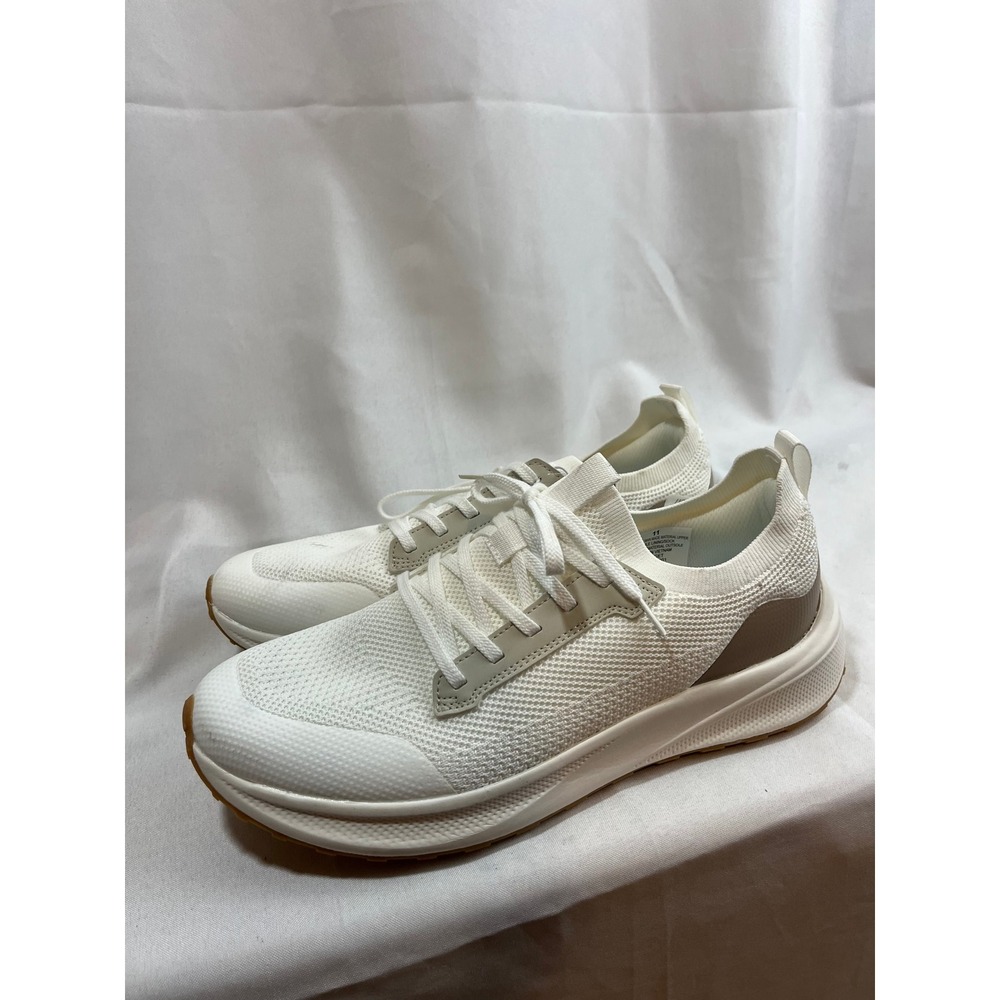Goodfellow & Co Mens White Knit Lace Up Sneakers Gum Sole Size 11 NEW